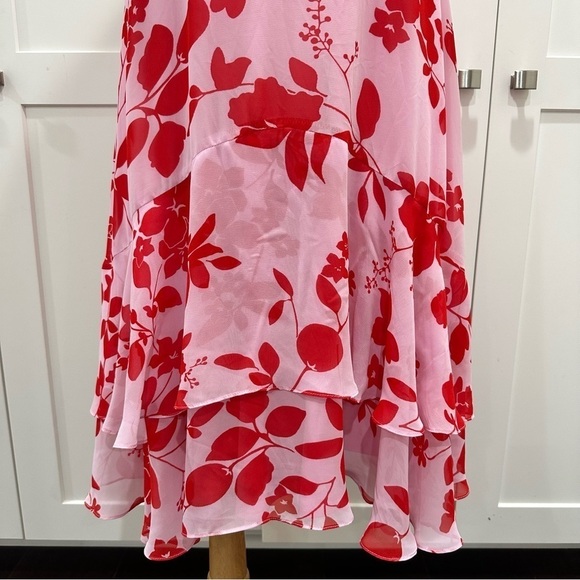Lulus Valorous Vera Pink Floral Print Midi Dress Size Medium - Picture 11 of 12